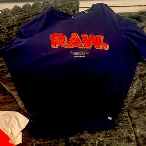 NAVY BLUE “RAW” SHORT SLEEVE SHIRT (LRG) NEVER WORN